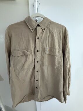 Carhartt Tan Button-Down Shirt with Chest Pockets